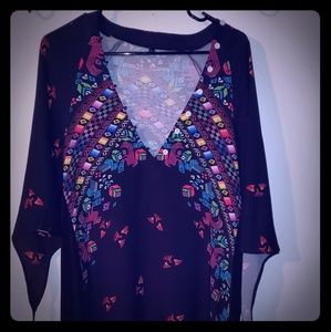 Black deep V neck dress